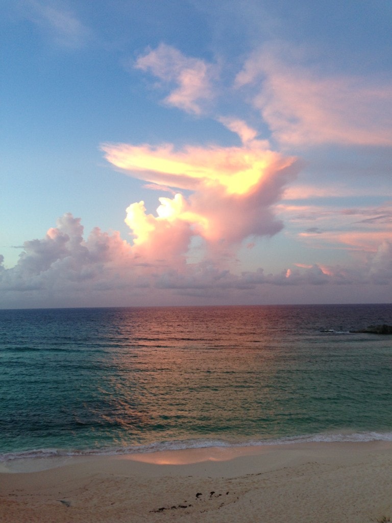 Caribbean water and sky at sunset